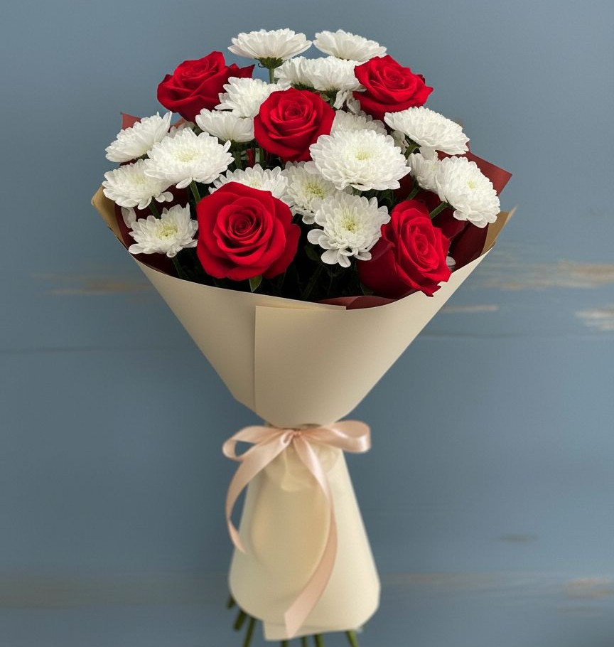 Букет цветов из: Розы и Хризантемы в Аксае Республика Дагестан