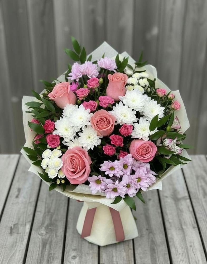 Букет цветов из: Альстромерии, Гвоздики, Розы и Хризантемы в Аксае Республика Дагестан