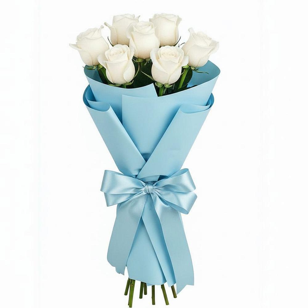 Букет 7 белых роз Проуд в Аксае Республика Дагестан