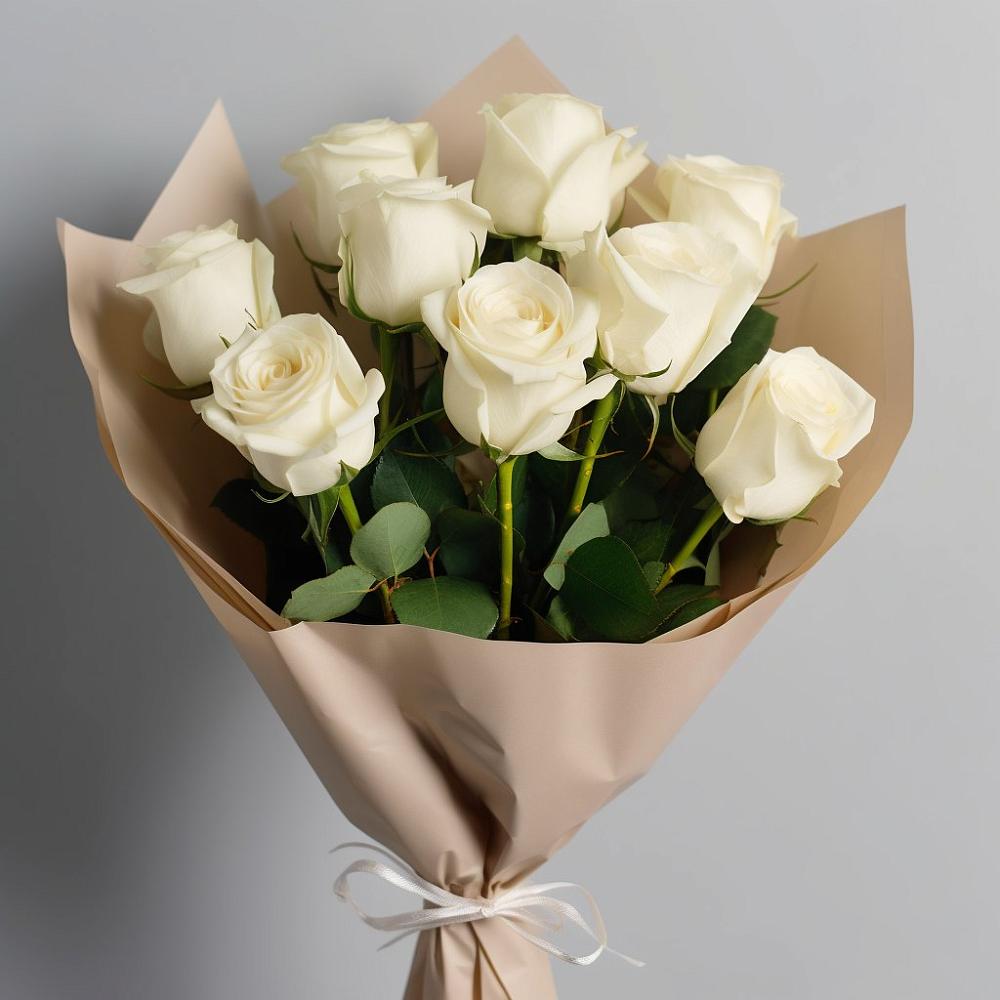 Букет 9 Белых роз Эдлесс Лав в Аксае Республика Дагестан
