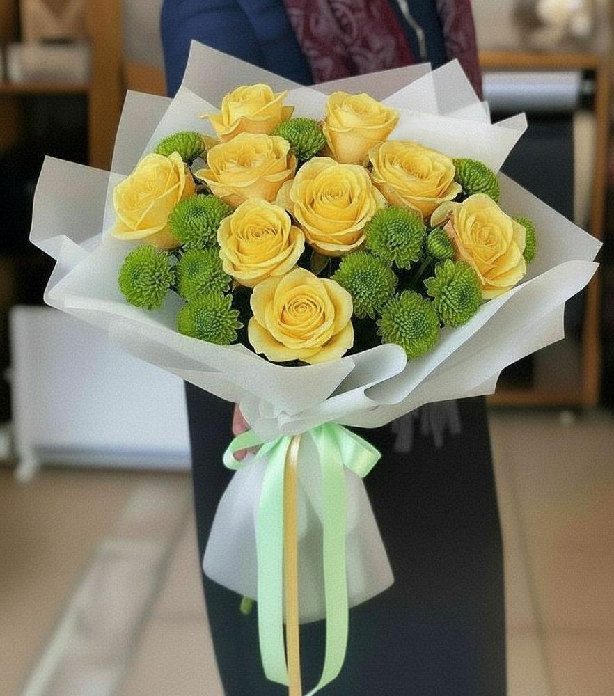 Букет цветов из: Хризантемы и Розы в Аксае Республика Дагестан