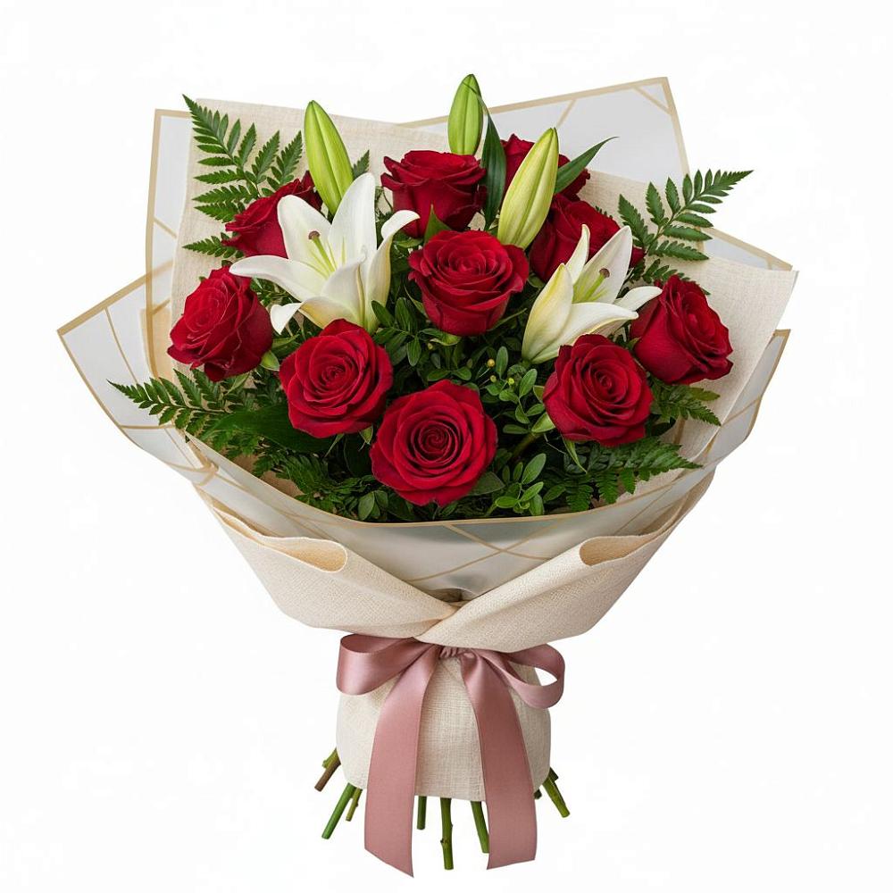 Букет цветов из: Лилии и Розы в Аксае Республика Дагестан