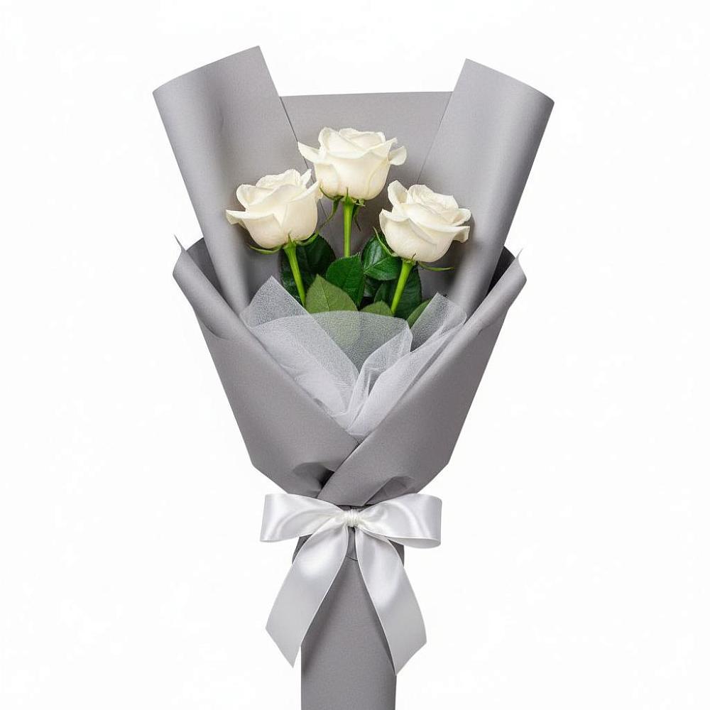 Букет 3 белые розы в Аксае Республика Дагестан