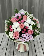 Букет цветов из:  Альстромерии, Гвоздики, Розы и Хризантемы в Аксае Республика Дагестан