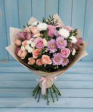 Букет цветов из:  Хризантемы, Розы и Альстромерии в Аксае Республика Дагестан